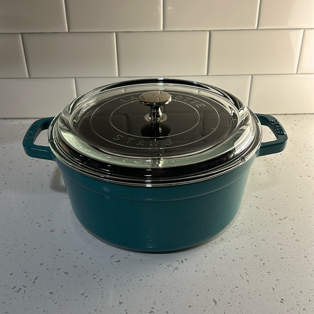 STAUB Glass Lid Cocotte in Turquoise Blue